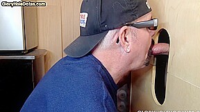 Greedy gloryhole gaydaddy blows dick in homemade BJ
