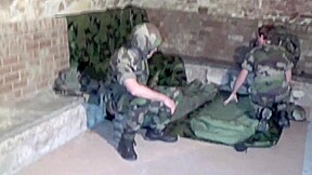 Two sexy military boys fuck in discret basement – CrunchBoy